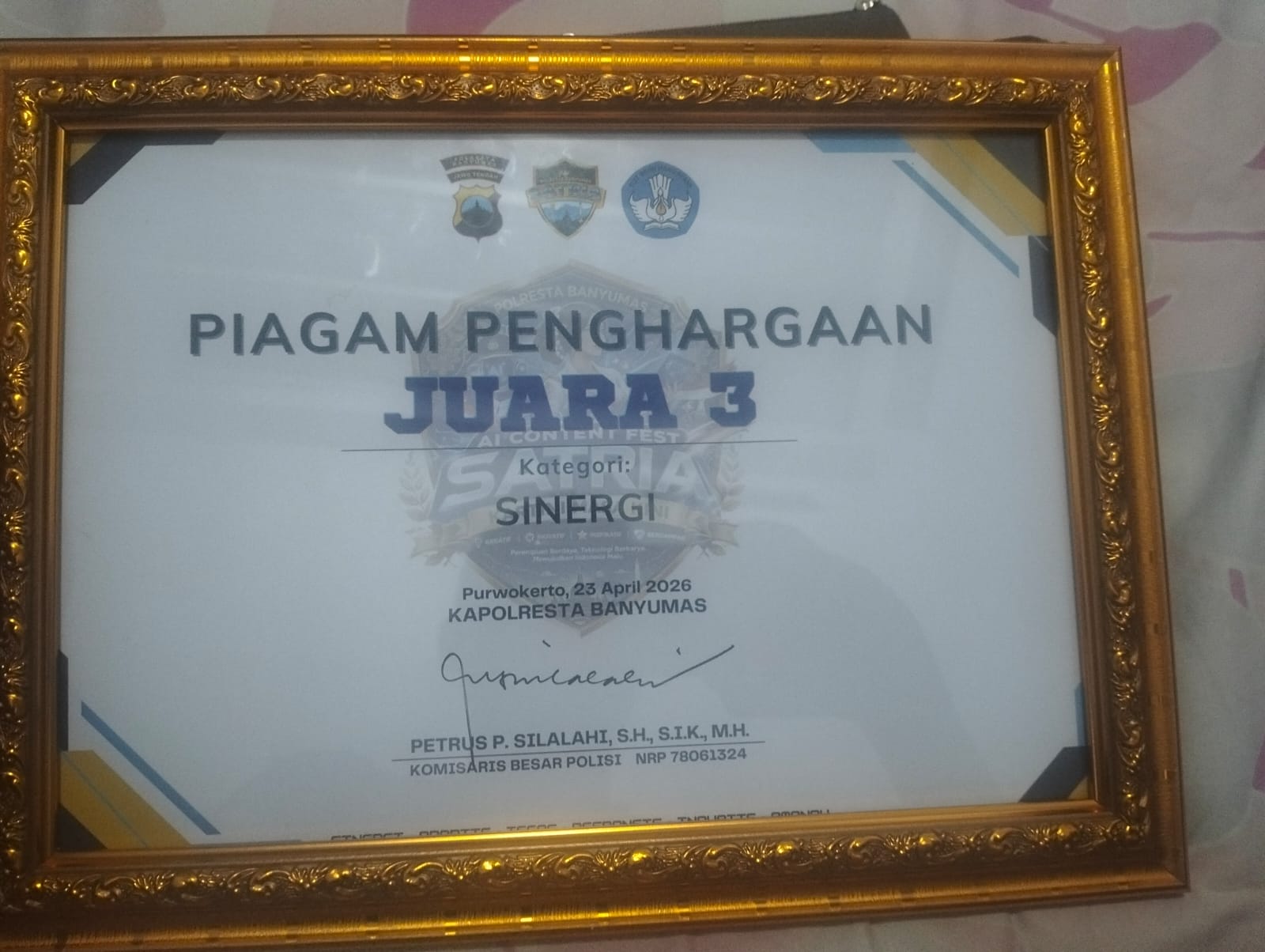 Piagam Penghargaan AI Polresta